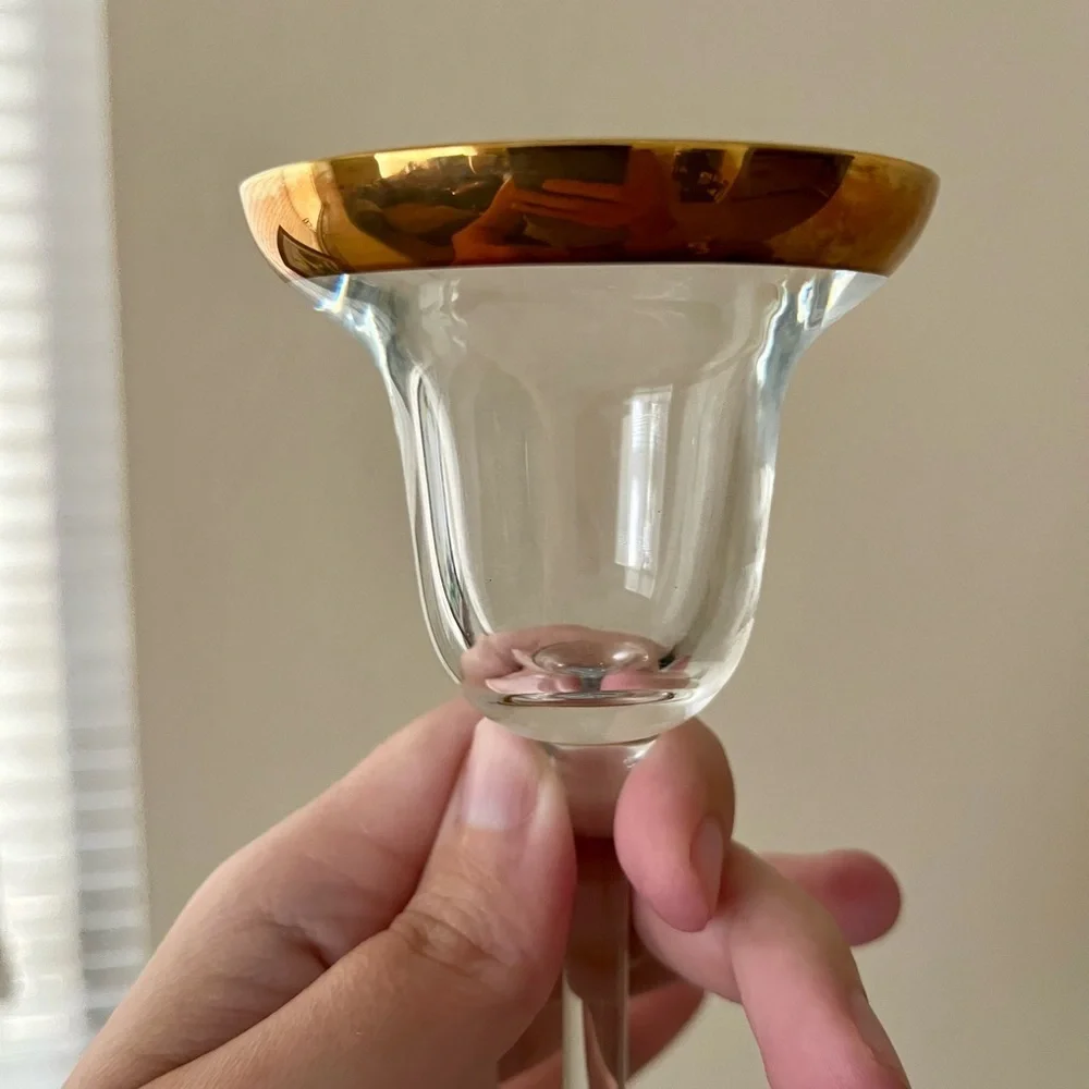 2 Studio Nova Gold Rimmed Candlestick Holders